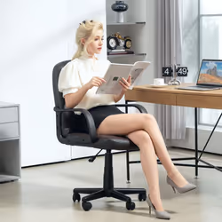HOMCOM PU Leather Office Chair Swivel Home Computer Desk Chair, Dark Brown