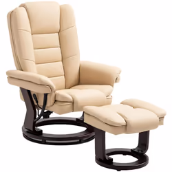 HOMCOM Swivel Manual Recliner and Footrest Set PU Leather Lounge Chair Beige - Additional view 7