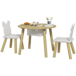 AIYAPLAY 3 Pieces Toddler Table and Chair Set w/ Centre Mesh Bag