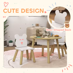 AIYAPLAY 3 Pieces Toddler Table and Chair Set w/ Centre Mesh Bag