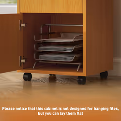 HOMCOM 60cm Filing Cabinet with Drawers and Open Shelf, Natural - Additional view 6