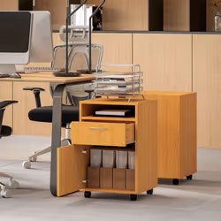 HOMCOM 60cm Filing Cabinet with Drawers and Open Shelf, Natural - Additional view 8