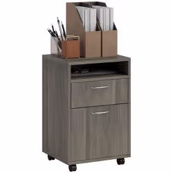 HOMCOM 60cm Filing Cabinet with Drawers and Open Shelf, Grey