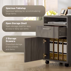 HOMCOM 60cm Filing Cabinet with Drawers and Open Shelf, Grey