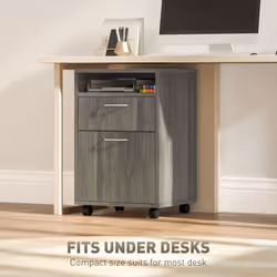 HOMCOM 60cm Filing Cabinet with Drawers and Open Shelf, Grey - Additional view 4