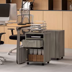 HOMCOM 60cm Filing Cabinet with Drawers and Open Shelf, Grey - Additional view 8