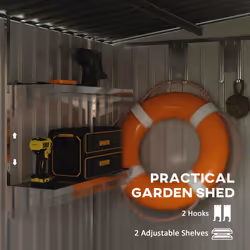 Outsunny 7 x 5FT Garden Shed w/ Foundation Lean to Metal Tool Shed Green
