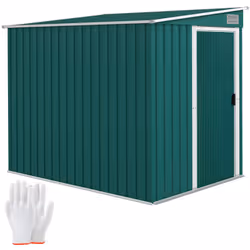 Outsunny 7 x 5FT Garden Shed w/ Foundation Lean to Metal Tool Shed Green - Additional view 8