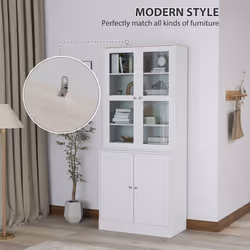 HOMCOM Modern Bookcase, Display Storage Cabinet with Adjustable Shelves