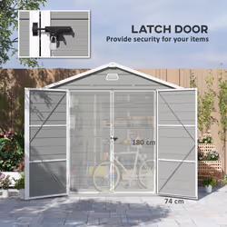 Outsunny 8 x 6ft Garden Shed Storage w/ Foundation Kit, Vents, Light Grey