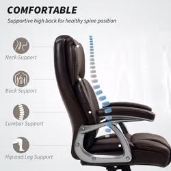 HOMCOM Tilting Executive Office Chair, PU Leather Desk Chair, Brown