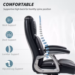 HOMCOM Tilting Executive Office Chair, PU Leather Desk Chair, Black
