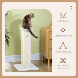PawHut 81cm Cat Scratching Post w/ Sisal Rope, Hanging Ball Soft Plush White