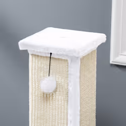 PawHut 81cm Cat Scratching Post w/ Sisal Rope, Hanging Ball Soft Plush White - Additional view 5
