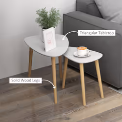HOMCOM Side Table Set of 2, Modern End Coffee Bedside Tables Grey Natural