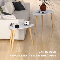 HOMCOM Side Table Set of 2, Modern End Coffee Bedside Tables Grey Natural - Additional view 4