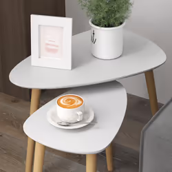 HOMCOM Side Table Set of 2, Modern End Coffee Bedside Tables Grey Natural - Additional view 5