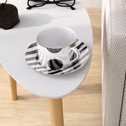 HOMCOM Side Table Set of 2, Modern End Coffee Bedside Tables Grey Natural - Additional view 6