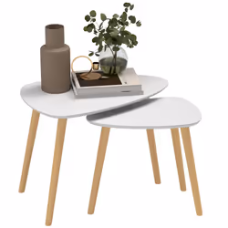 HOMCOM Side Table Set of 2, Modern End Coffee Bedside Tables Grey Natural - Additional view 8