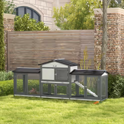 PawHut Rabbit Hutch, 2-Tier Guinea Pig Hutch, w/ Two Runs, Pull-Out Tray