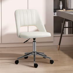 Vinsetto Mid-Back Swivel Home Office Chair Scallop Computer Chair Cream White