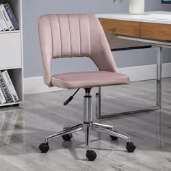 Vinsetto Mid-Back Swivel Home Office Chair Scallop Computer Chair Pink