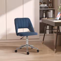 Vinsetto Mid-Back Swivel Home Office Chair Scallop Computer Chair Dark Blue