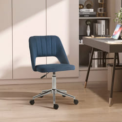 Vinsetto Mid-Back Swivel Home Office Chair Scallop Computer Chair Dark Blue