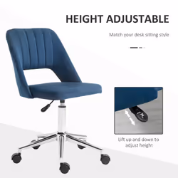 Vinsetto Mid-Back Swivel Home Office Chair Scallop Computer Chair Dark Blue