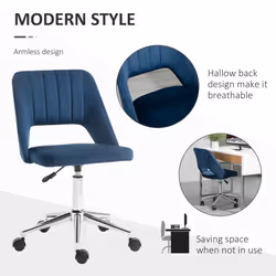 Vinsetto Mid-Back Swivel Home Office Chair Scallop Computer Chair Dark Blue