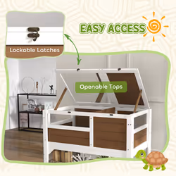 PawHut Wooden Tortoise House w/ Run, Shelter, Shelf, Lamp Holder - Brown - Additional view 4
