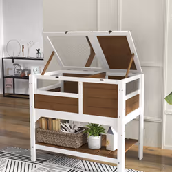 PawHut Wooden Tortoise House w/ Run, Shelter, Shelf, Lamp Holder - Brown - Additional view 7
