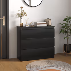 HOMCOM Chest of Drawers, 3 Drawer Storage Cabinet Unit for Bedroom, Black