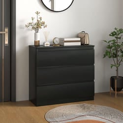 HOMCOM Chest of Drawers, 3 Drawer Storage Cabinet Unit for Bedroom, Black