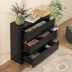 HOMCOM Chest of Drawers, 3 Drawer Storage Cabinet Unit for Bedroom, Black - Additional view 5