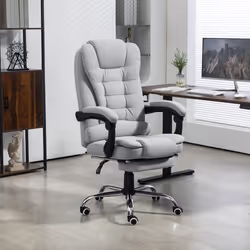 HOMCOM Executive Office Chair Swivel Chair with Footrest Light Grey