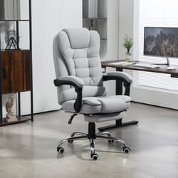 HOMCOM Executive Office Chair Swivel Chair with Footrest Light Grey