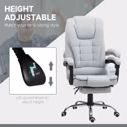 HOMCOM Executive Office Chair Swivel Chair with Footrest Light Grey