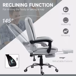 HOMCOM Executive Office Chair Swivel Chair with Footrest Light Grey