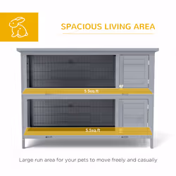 PawHut 54 Inch Large Rabbit Hutch Guinea Pig Hutches with Sliding Trays Outdoor