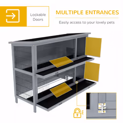 PawHut 54 Inch Large Rabbit Hutch Guinea Pig Hutches with Sliding Trays Outdoor