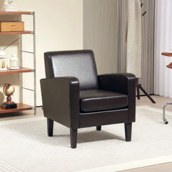 HOMCOM Armchair Accent Chair with Eucalyptus Wood Legs for Bedroom Brown