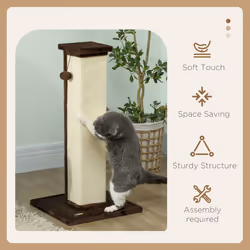 PawHut 81cm Cat Scratching Post w/ Sisal Rope, Hanging Ball Soft Plush Brown