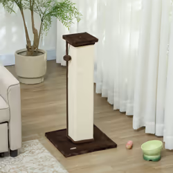 PawHut 81cm Cat Scratching Post w/ Sisal Rope, Hanging Ball Soft Plush Brown - Additional view 6