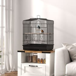 PawHut 59cm Large Bird Cage with Perches, Food Bowls, Swing, Black