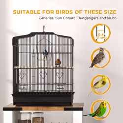 PawHut 59cm Large Bird Cage with Perches, Food Bowls, Swing, Black - Additional view 4