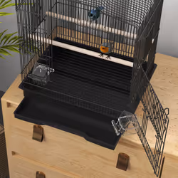 PawHut 59cm Large Bird Cage with Perches, Food Bowls, Swing, Black - Additional view 5