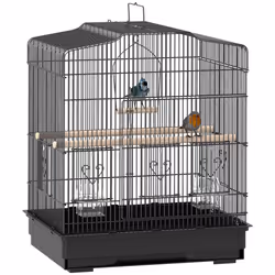 PawHut 59cm Large Bird Cage with Perches, Food Bowls, Swing, Black - Additional view 7