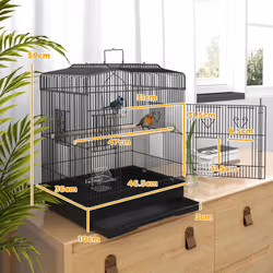 PawHut 59cm Large Bird Cage with Perches, Food Bowls, Swing, Black - Additional view 8