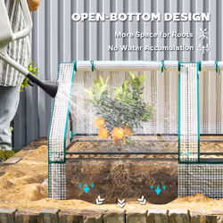 Outsunny Raised Garden Bed Planter Box with Greenhouse, White and Dark Grey - Additional view 4
